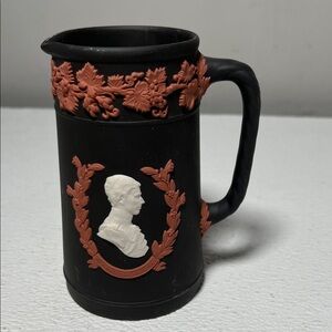 Vintage Wedgwood Black Jasperware Pitcher, The Royal Wedding 1981